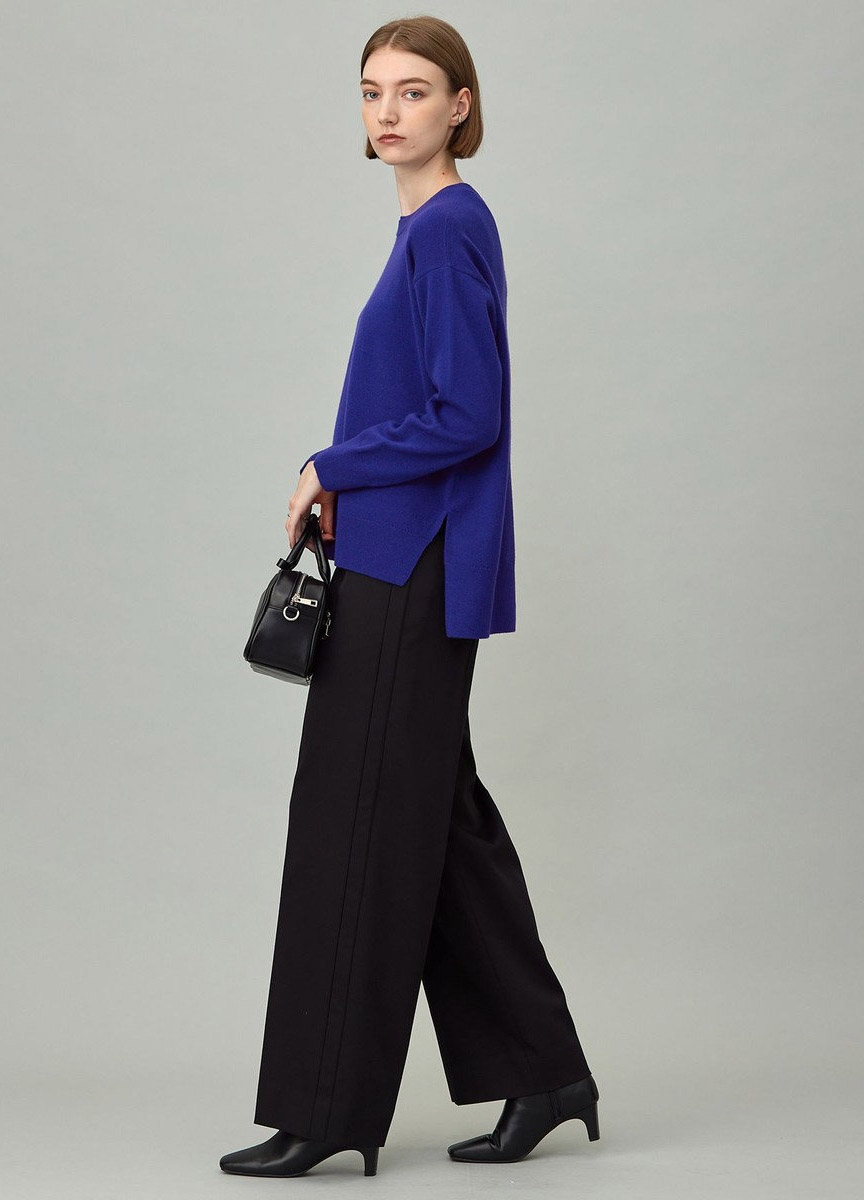 緞光簡約腰帶長寬褲